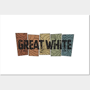 Great White Retro Pattern Posters and Art